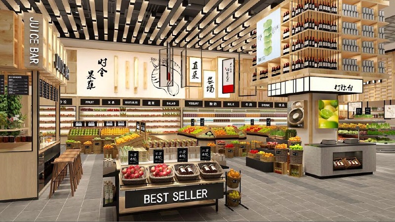 萬維商業(yè)空間設(shè)計案例-仁禾市集蔬果區(qū)設(shè)計
