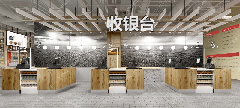 萬維菜市場(chǎng)設(shè)計(jì)作品：華潤萬家MART收銀區(qū)效果圖設(shè)計(jì)