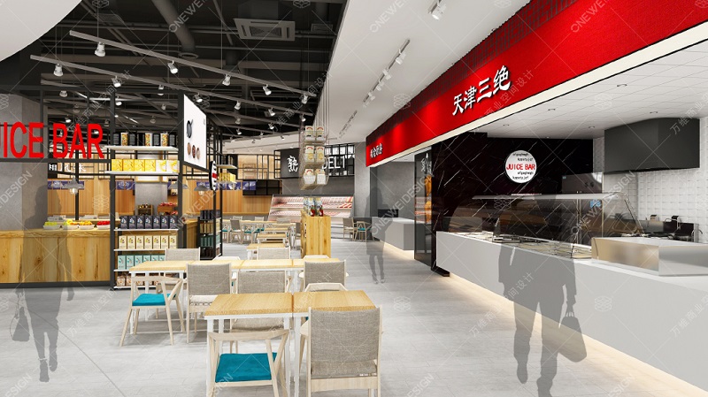 萬維菜市場(chǎng)設(shè)計(jì)作品：華潤萬家MART美食區(qū)效果圖設(shè)計(jì)